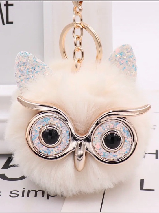Handbags - 1pc Fashion Trend Owl Plush Key Chain Imitation Rabbit Hair Ball Bag Pendant